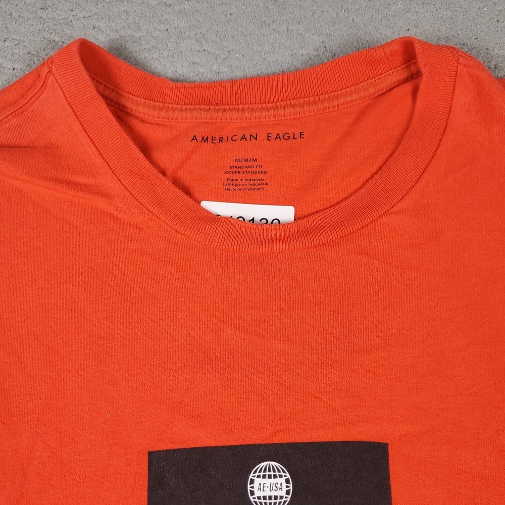 American Eagle T Shirt Mens Medium Orange Short Sleeve Graphic Logo AE-USA - Picture 3 of 7